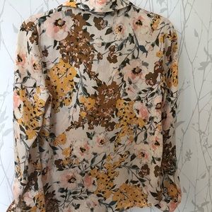 Zara Floral Print Crepe Blouse